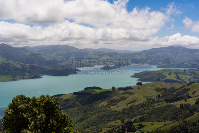 在上面,新西兰,akaroa,山,海洋,海湾,看风景,俄亥俄河,非凡的,监守自盗