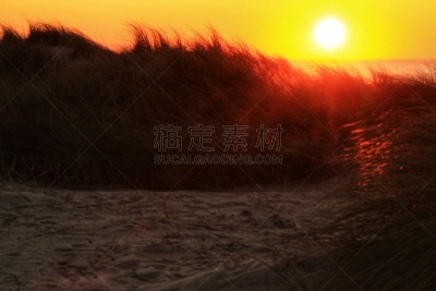 葡萄牙,海滩,,热带气候,浪漫,环境,云,橙色,黄昏,天气