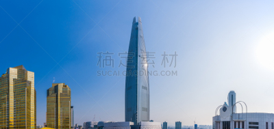 韩国,未来,首尔,全景,闪亮的,日光,国际著名景点,乐天世界,现代,色彩鲜艳