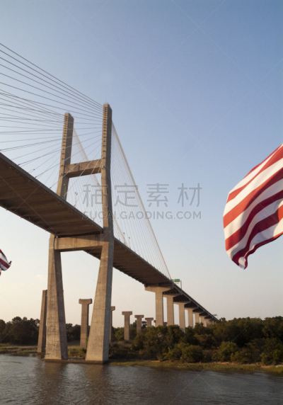 河流,在上面,塔尔梅其桥,混泥土块,商用码头,视点,公路,建筑业,萨凡纳港市,建筑特色