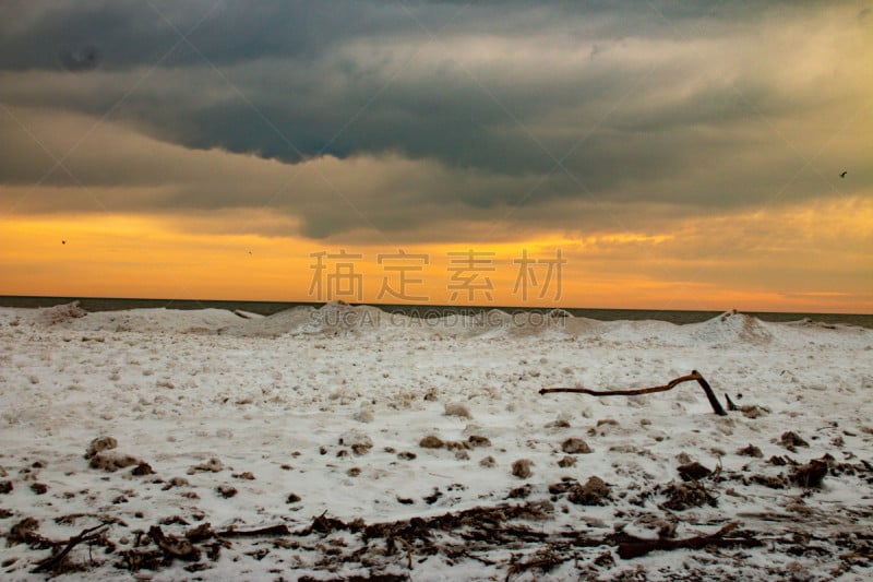 加拿大,冬天,海滩,明尼苏达桥,斯坦利港,深的,海港,环境,从容态度,鸟类