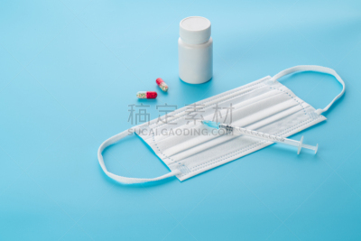 白色,蓝色背景,生物学,一次性物品,注射器,安全,健康保健,药,面具