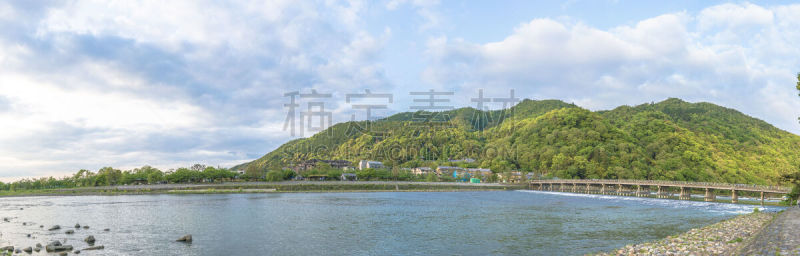 京都府,岚山,日本,全景,早晨,传统,桂离宫,著名景点,春天,河流