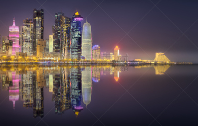 韦斯特湾,城市,城市天际线,卡塔尔,多哈,云,波斯湾,现代,阿拉伯风格,户外