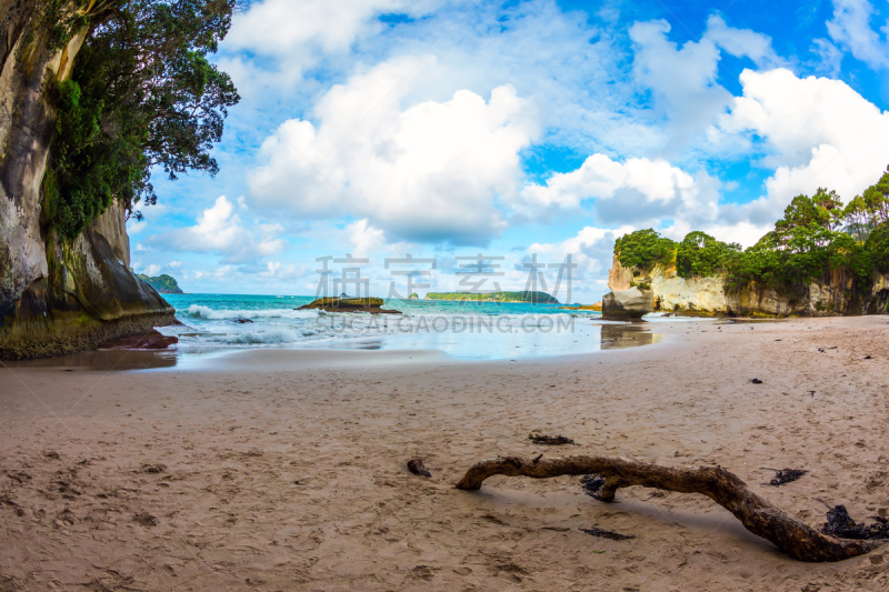 科罗曼德尔半岛,cathedral cove,湿,海岸线,海啸,岩石,水湾,天空,北