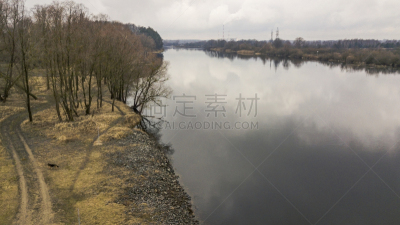 造纸厂,河流,概念,工业,环境,烟囱,背景,地形,航拍视角