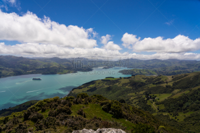akaroa,在上面,海洋,新西兰,山,非凡的,看风景,监守自盗,海湾