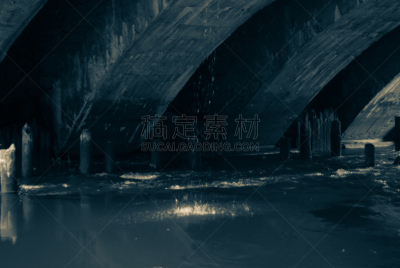 在下面,古老的,小溪,桥,地下的,污水,环境,地下水,排水沟