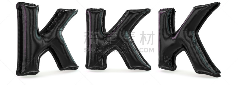 大写字母,三维图形,气球,英文字母k,充气品,黑色,背景,英语,单词,背景分离