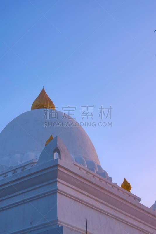 寺庙,建筑特色,低视角,白色,佛塔,琅勃拉邦,僧院,老挝,2019,黄金