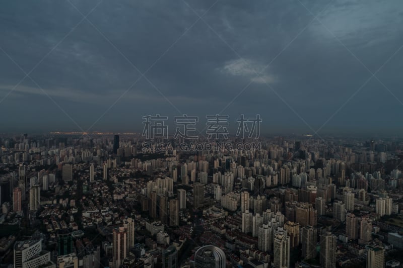 商务,都市风景,上海,平衡折角灯,西,黎明,居住区,航拍视角,南京路