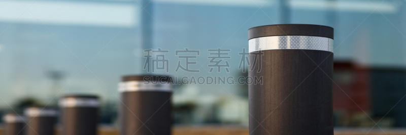 圆柱体,路障,成一排,块状,概念,关闭的,全景,图像,建筑物门,现代