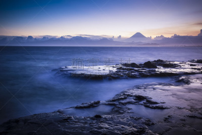 富士山,相模湾,海洋,神奈川县,山,平流层,江之岛,黄昏,著名景点,春天