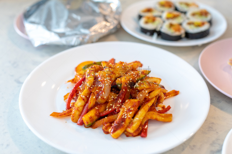 盘子,香料,美味,炸鱿鱼,韩国食物,红色,多样,南,健康食物,图像