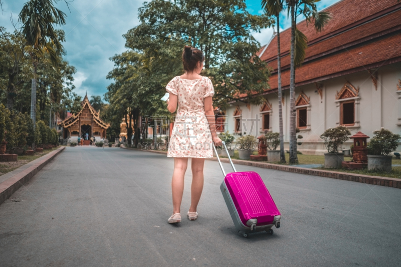 ฺฺBeautiful woman travel at Phra Singh Temple Chiang mai Thailand