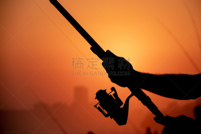 男人,日落,钓鱼