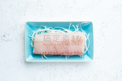 鱼类,白色,生食,肉片,盘子,蓝色,白色背景,酸,湿,寒冷