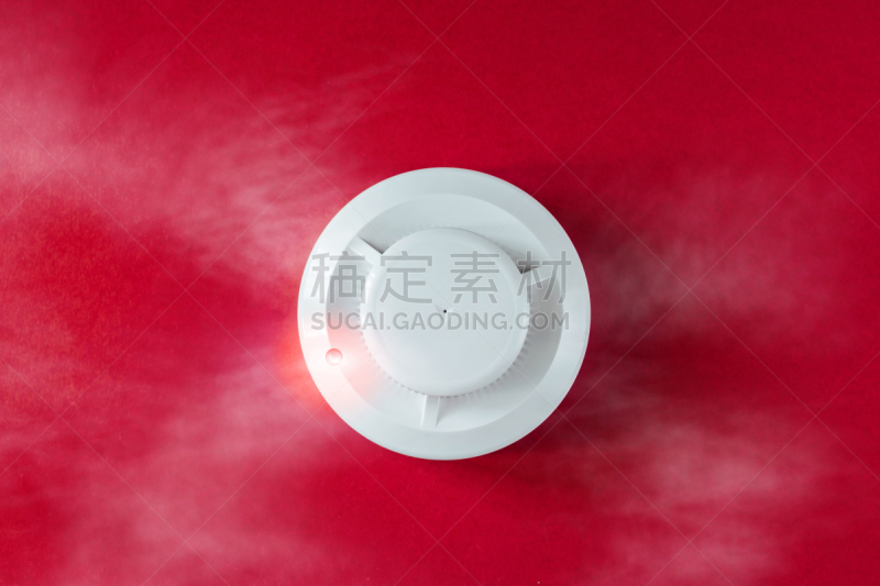 传感器,火,烟雾检测器,红色背景,火警,平铺,护理人员,消防员,红色,有毒生物体