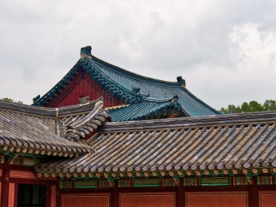 传统,韩国,宫殿,贞德,华丽的,旅途,过去,云,著名景点,古典式