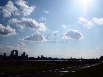 河流,城市,大阪市淀川,公寓,白色,城镇,城镇景观,云,摩天大楼,图像