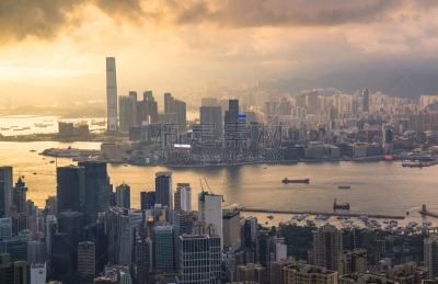都市风景,城市天际线,地形,航拍视角,延时摄影,中环,全景,旅行者,日落