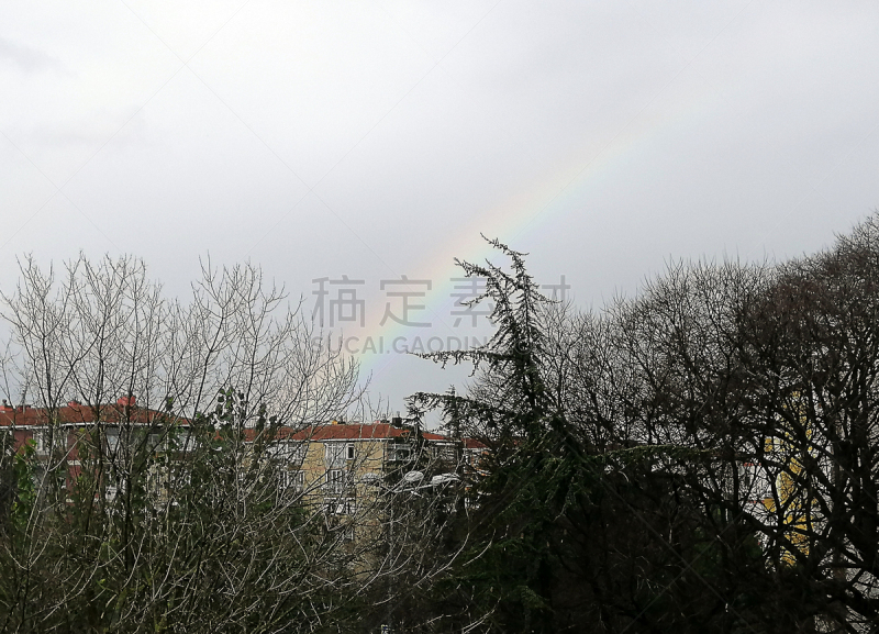 Rainbow view of istanbul in a rainy day at bakırköy ataköy.