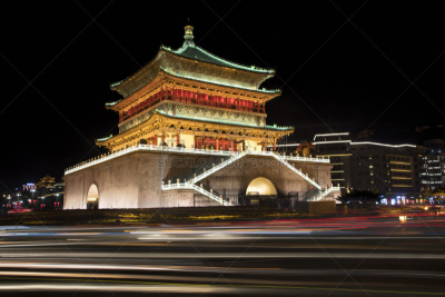西安,钟楼,市区,传统,交通,陕西省,著名景点,户外,铃