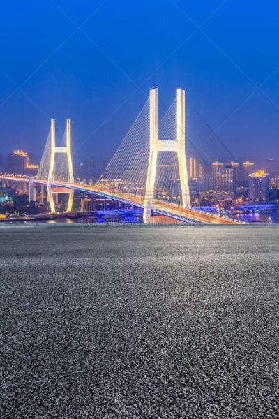 南浦大桥,上海,室内过夜,空的路,沥青,汽车,交通,黄昏,公路,现代