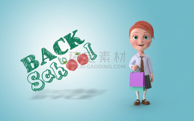 乱画,女孩,重返校园,蓝色背景,摆拍,九月,可爱的,商务,专心,健康保健