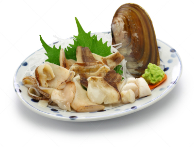 生鱼片,蛏,清新,背景分离,日本食品,食品,大黑天,绿芥末酱,贝壳,日本