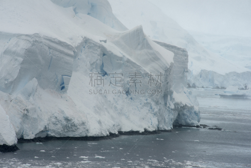 南极洲,利马水道,冰河,海岸线,重的,下雪,覆盖