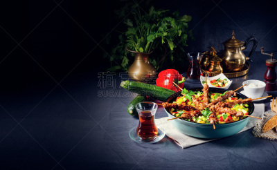 咖喱,羊肉,蔬菜,串肉签,与众不同,米,热,土耳其,波兰,辣椒粉