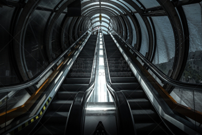 Escalator du centre Georges Pompidou à Paris.