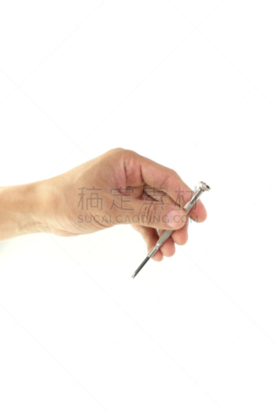 小的,白色背景,图像,螺丝刀,手牵手,分离着色,决心,高处,商务,背景分离