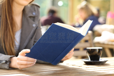 咖啡馆,女人,书,平顶,读书