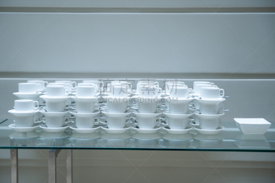大量物体,白色,空的,成一排,商务,杯,早餐,颁奖典礼,室内,组物体