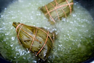米饺子,沸腾的,粽子,水,特写,传统,热,食品,米,东方食品