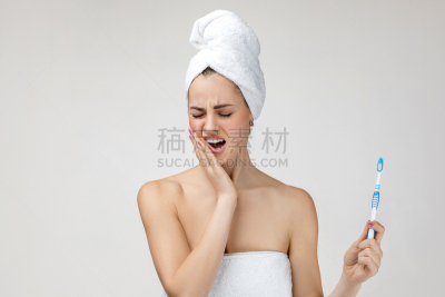 悲哀,痛苦,牙齿,女人,青年人