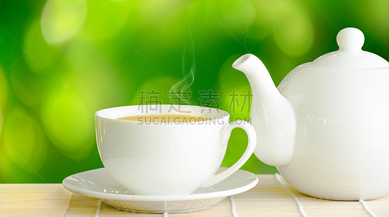 绿茶,杯,白色,茶壶,桌子,木制,饮料,茶,茶杯,马克杯
