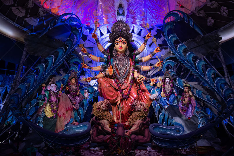 杜尔迦,孟加拉邦,加尔各答,偶像,durga puja festival,美术工艺,部落艺术,肖像,狮子,女神