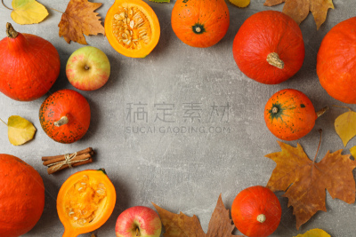 南瓜,留白,灰色背景,九月,传统,十月,空的,杯,肉桂,食品