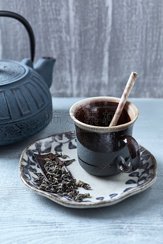 图像,茶杯,无人,乡村风格,木制,茶叶,绿色,茶,传统,陶瓷制品