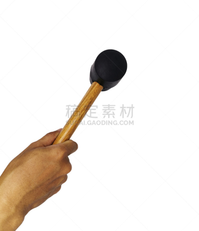 木制,把手,槌棒,橡胶,分离着色,头球,白色背景