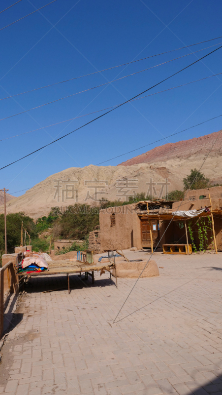 Ancient traditional residential old house in Tuyoq village valley inTurpan Xinjiang Province China.