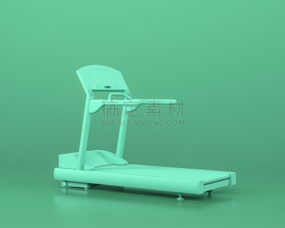 单色调,健身房,跑步机,绿色,彩色背景,三维图形