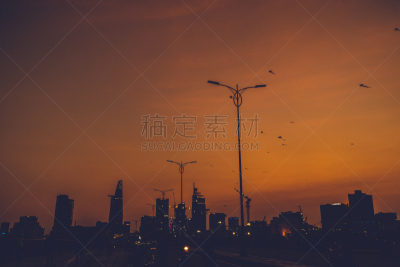 胡志明市,风筝,日落