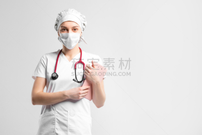 影棚拍摄,专门技术,健康保健,听诊器,白色人种,白色,手术衣