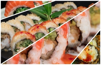 寿司,抽象拼贴画,与众不同,饮料,蔬菜,菜单,装饰菜,多样,日本食品,食品