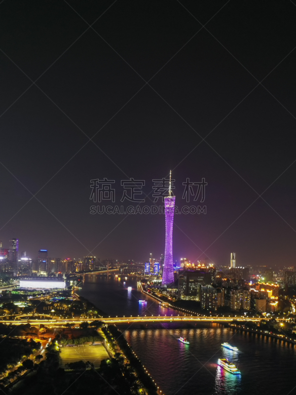 Nightscape of Guangzhou City, Guangdong Province, China