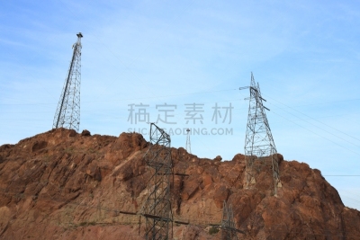 电力线,输电塔,胡佛大坝